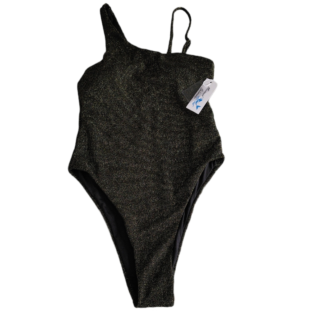 Mermaid Swimwear Size Small High Cut Waist Gold Metallic One Piece Bathing Suit